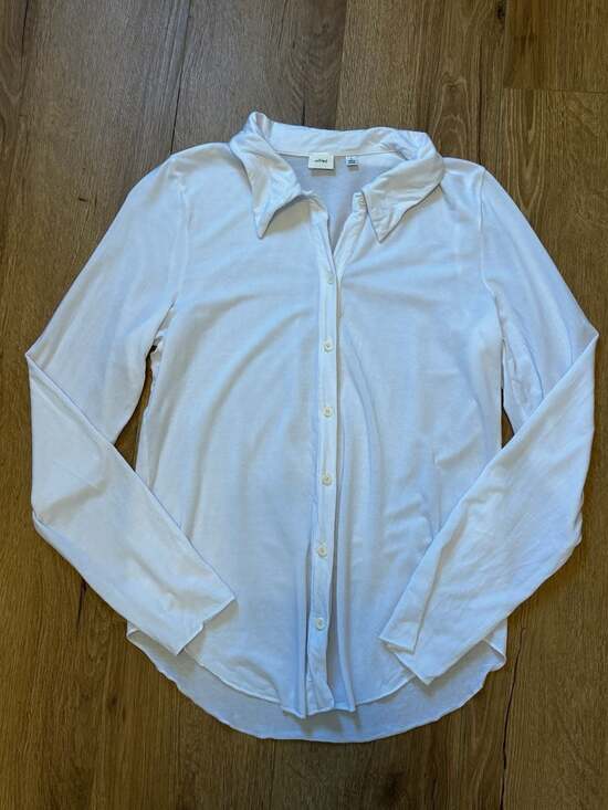 Wilfred Tops - Wilfred Long Sleeve Button Down Shirt Size L White Tencel